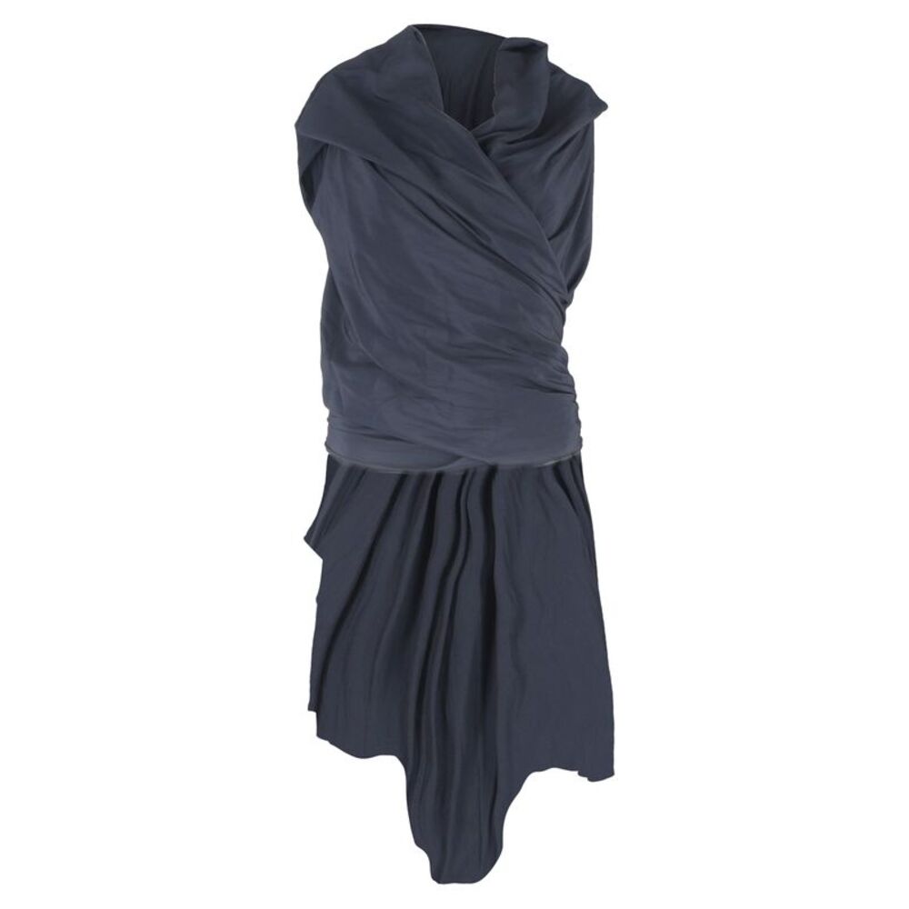 Jw Anderson Draped Sleeveless Top in Navy Blue Silk